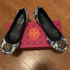 Tory Burch Navy Tie Die Flats